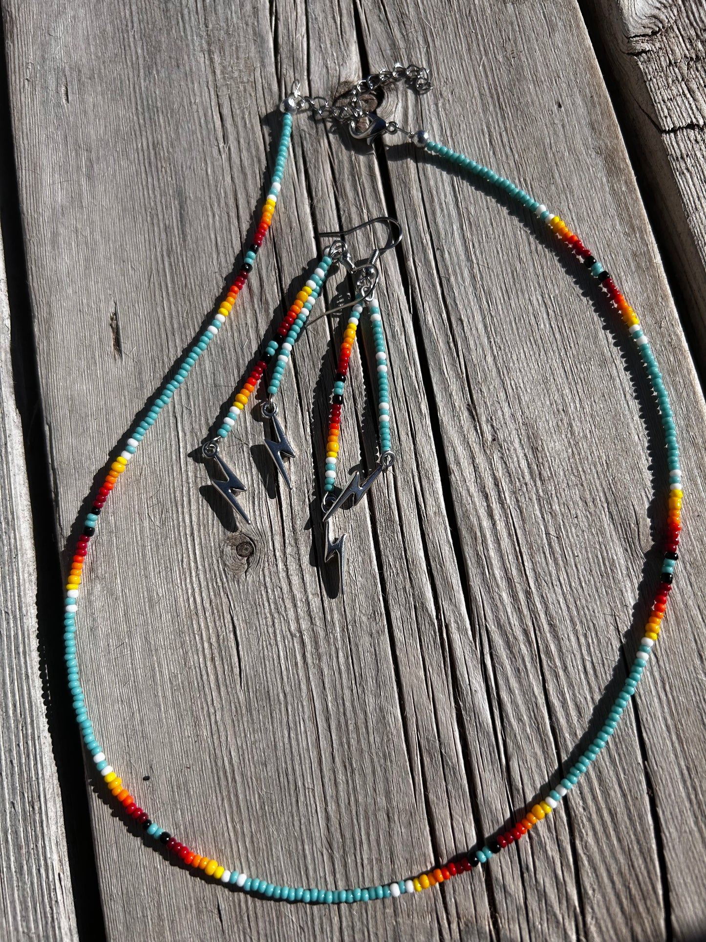 Blue strips necklace