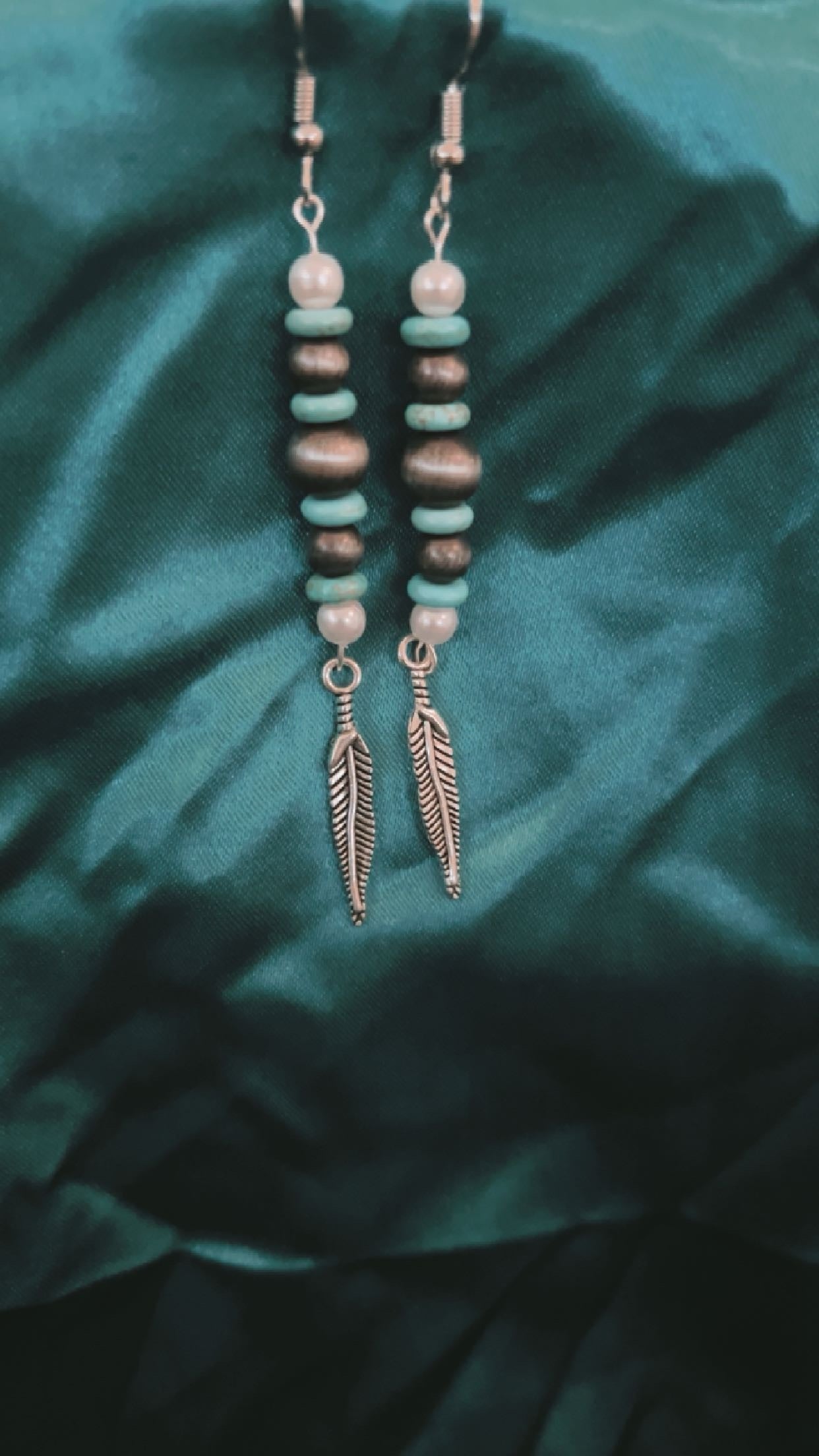 Pearls and turquoise earrings
