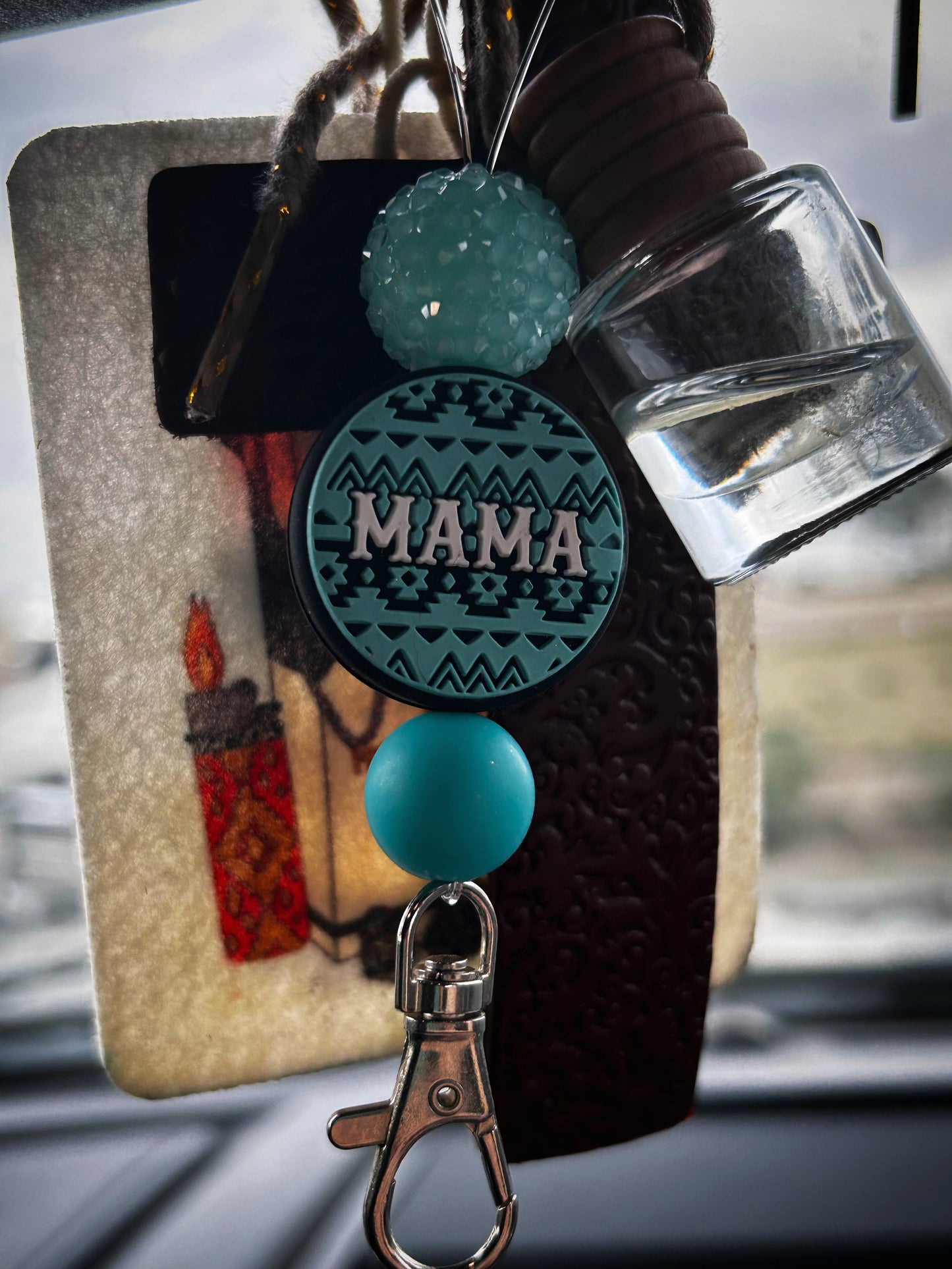 Teal MAMA freshie hanger