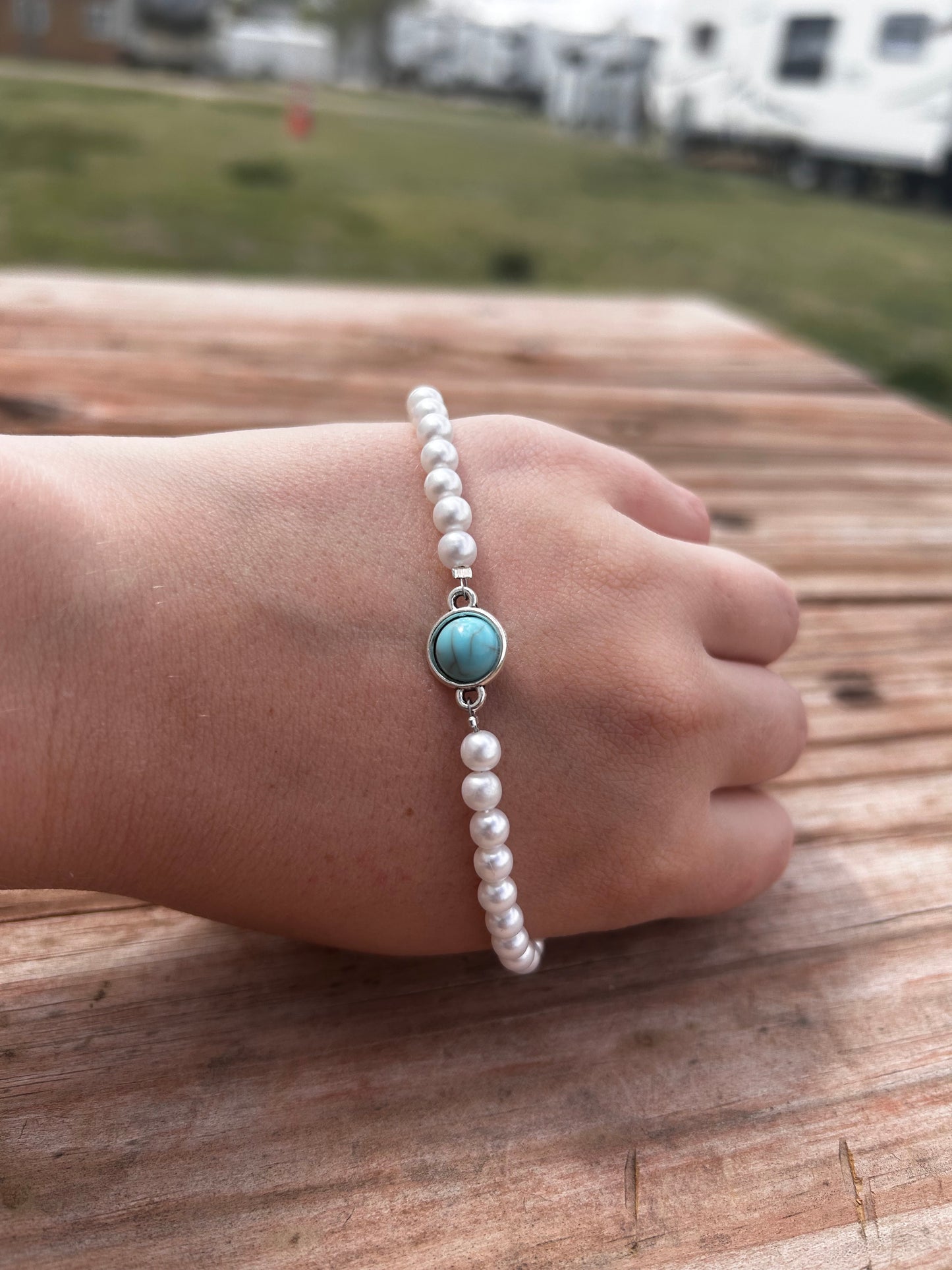 Turquoise pearl bracelet/anklet