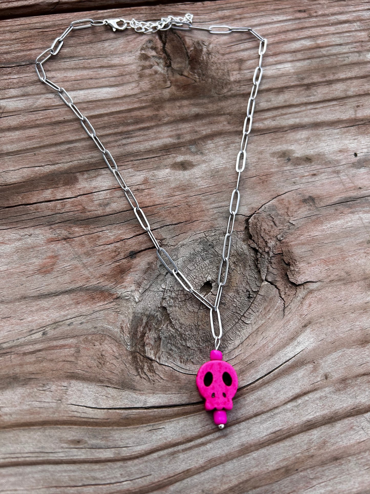 Skull paperclip necklace