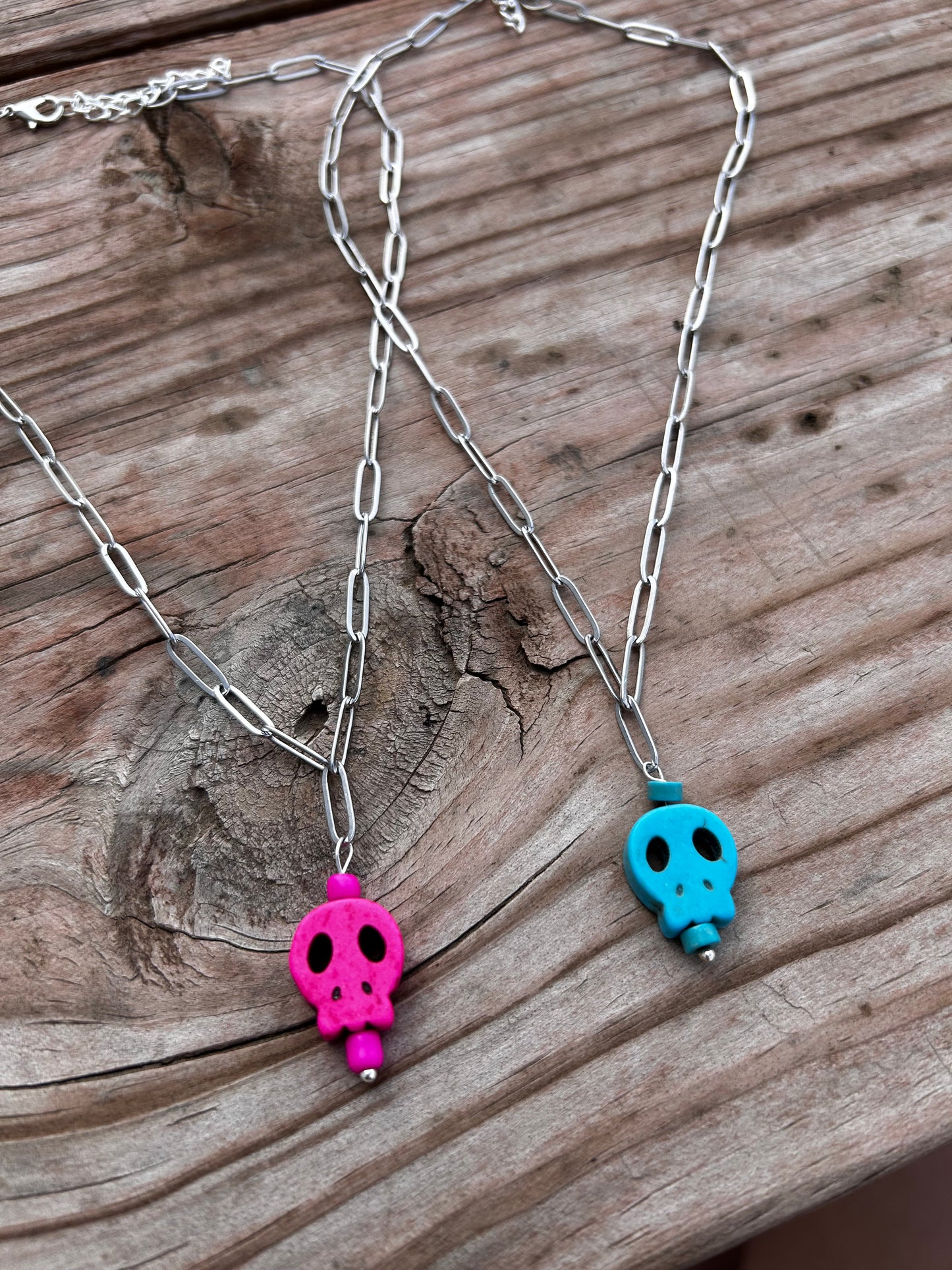 Skull paperclip necklace