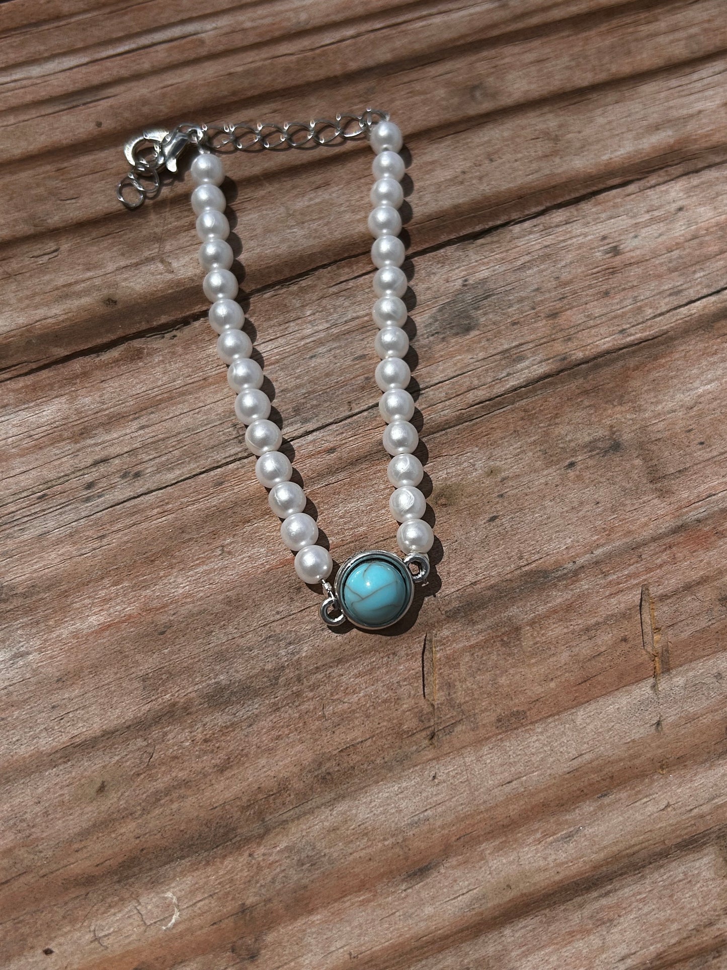 Turquoise pearl bracelet/anklet