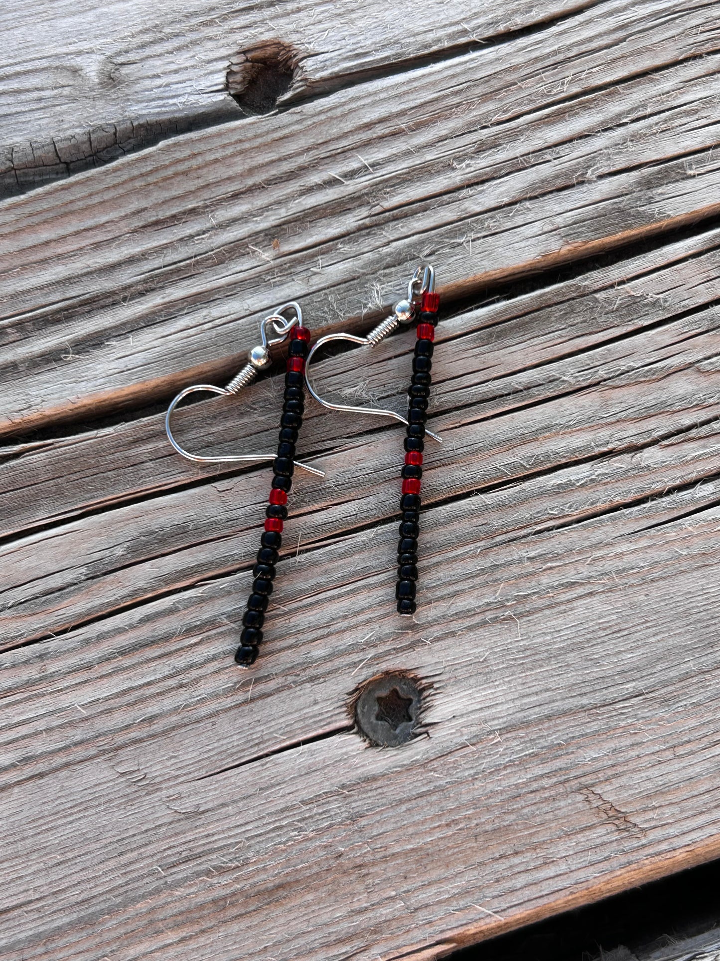 Black and red earrings