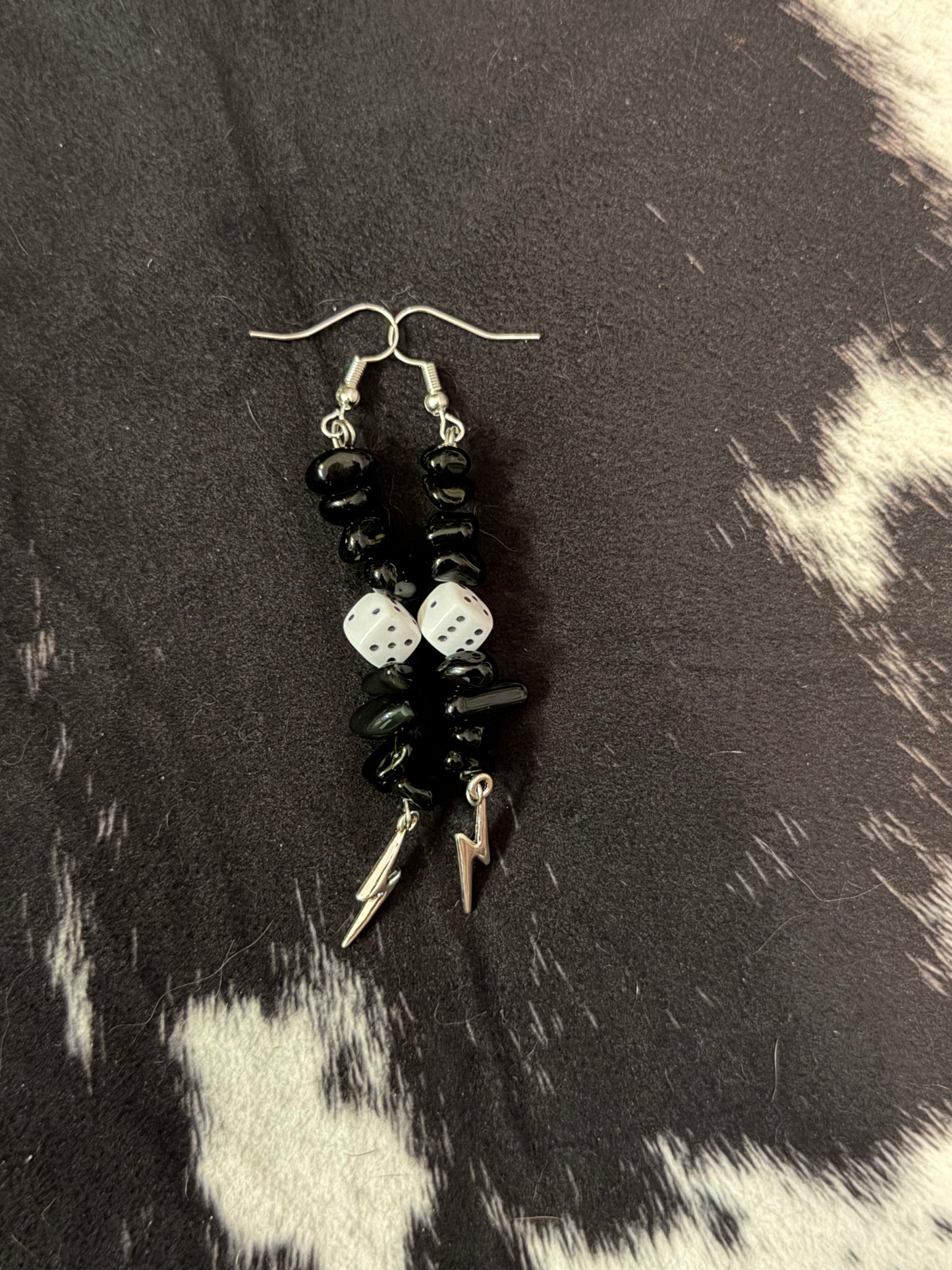 Obsidian Dice Earrings