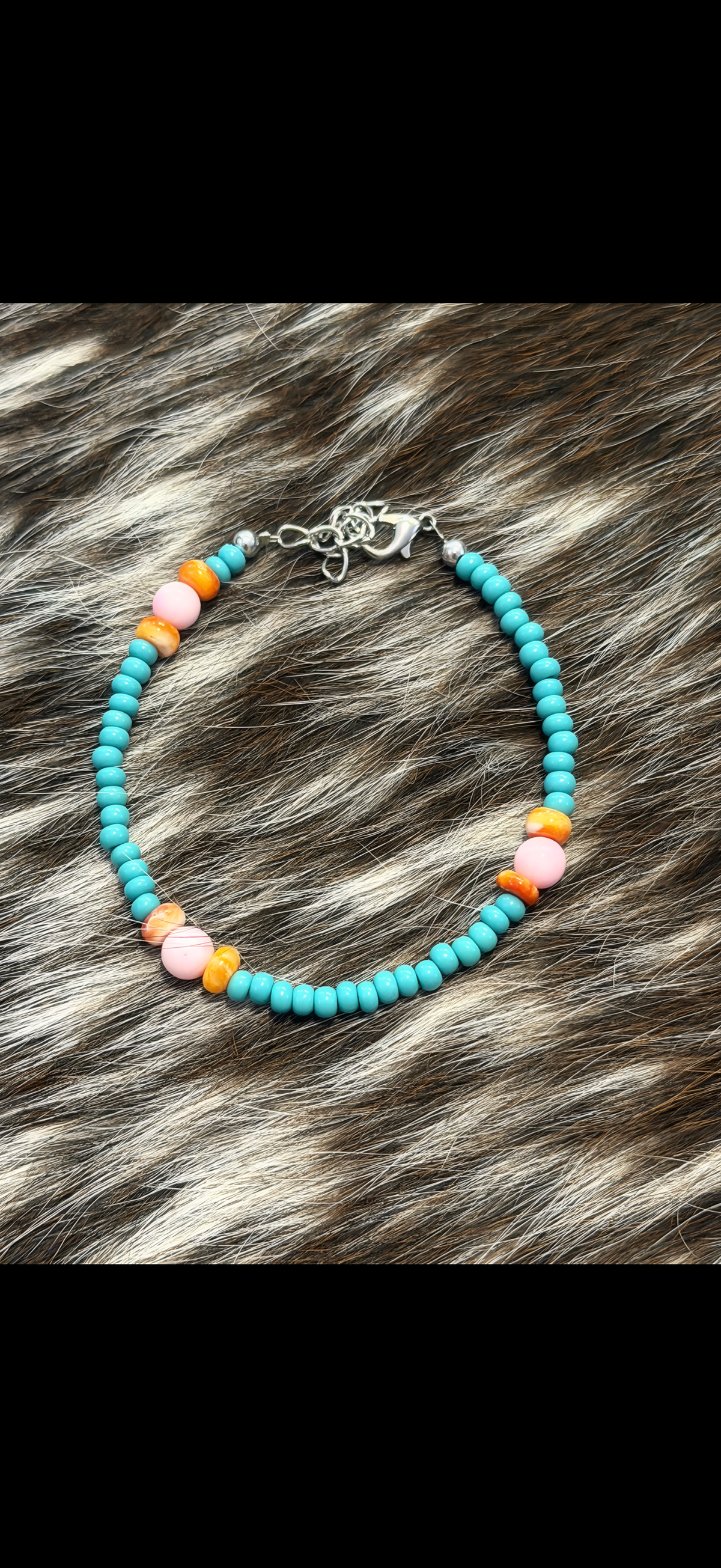 Orange Spiny and Pink Conch Bracelet