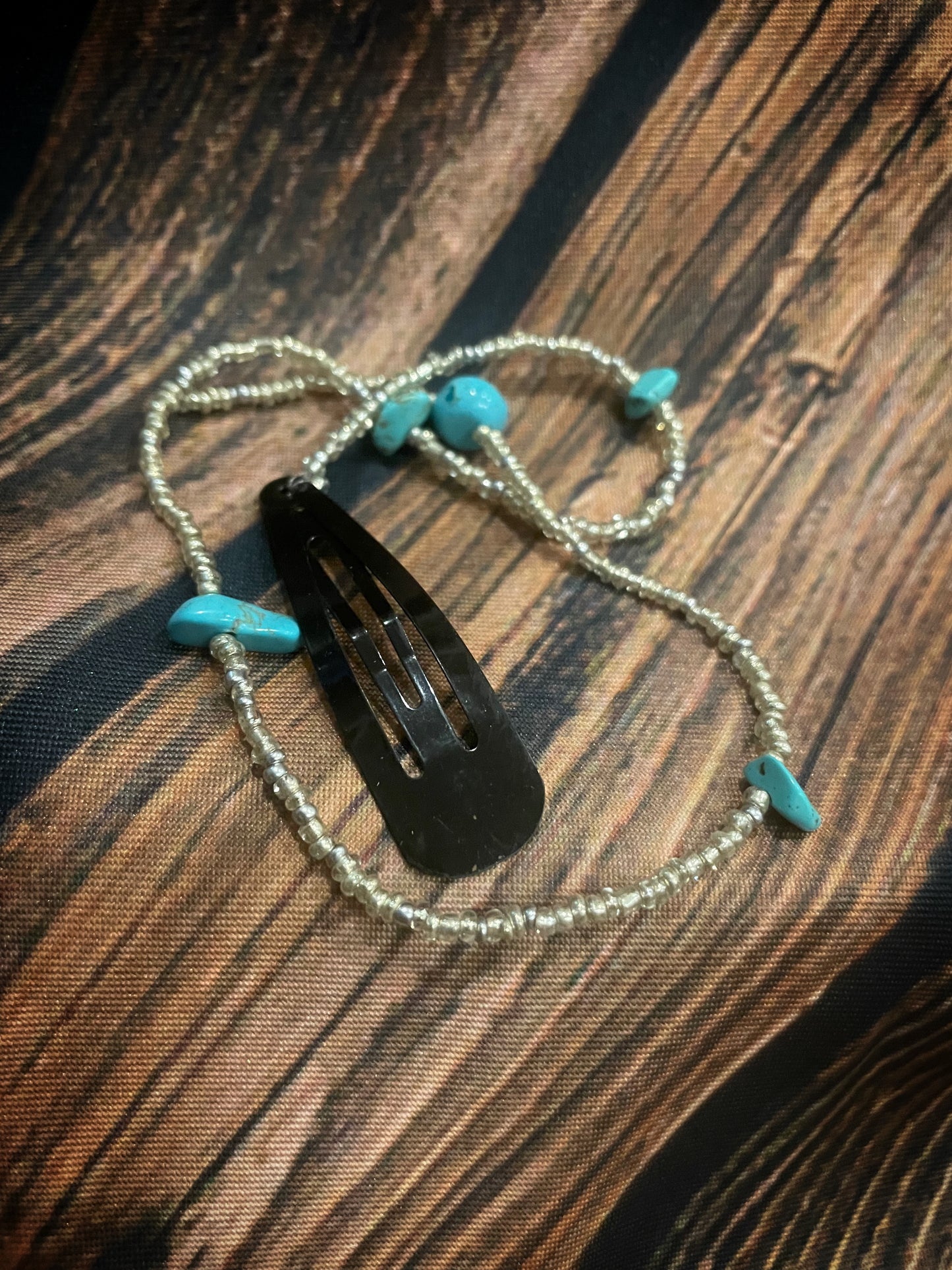 silver and turquoise hair clip