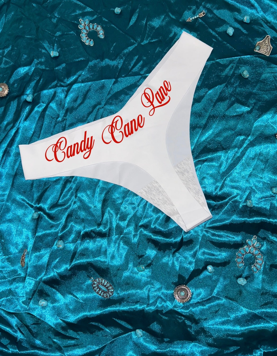 Candy Cane Lane Thongs (seamless) - cream colors