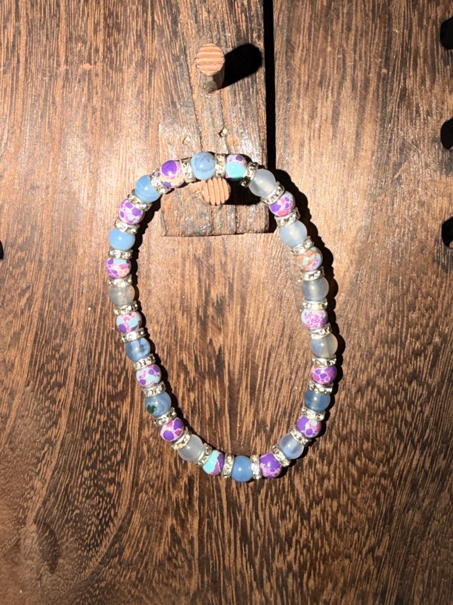 Dyed Blue Agate and Sea Sediment Jasper Bracelet