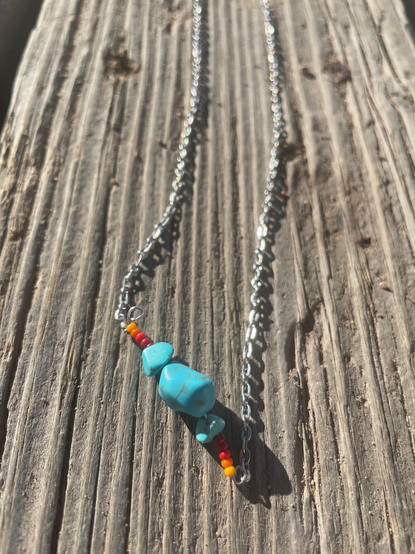 Serape and turquoise bar necklace