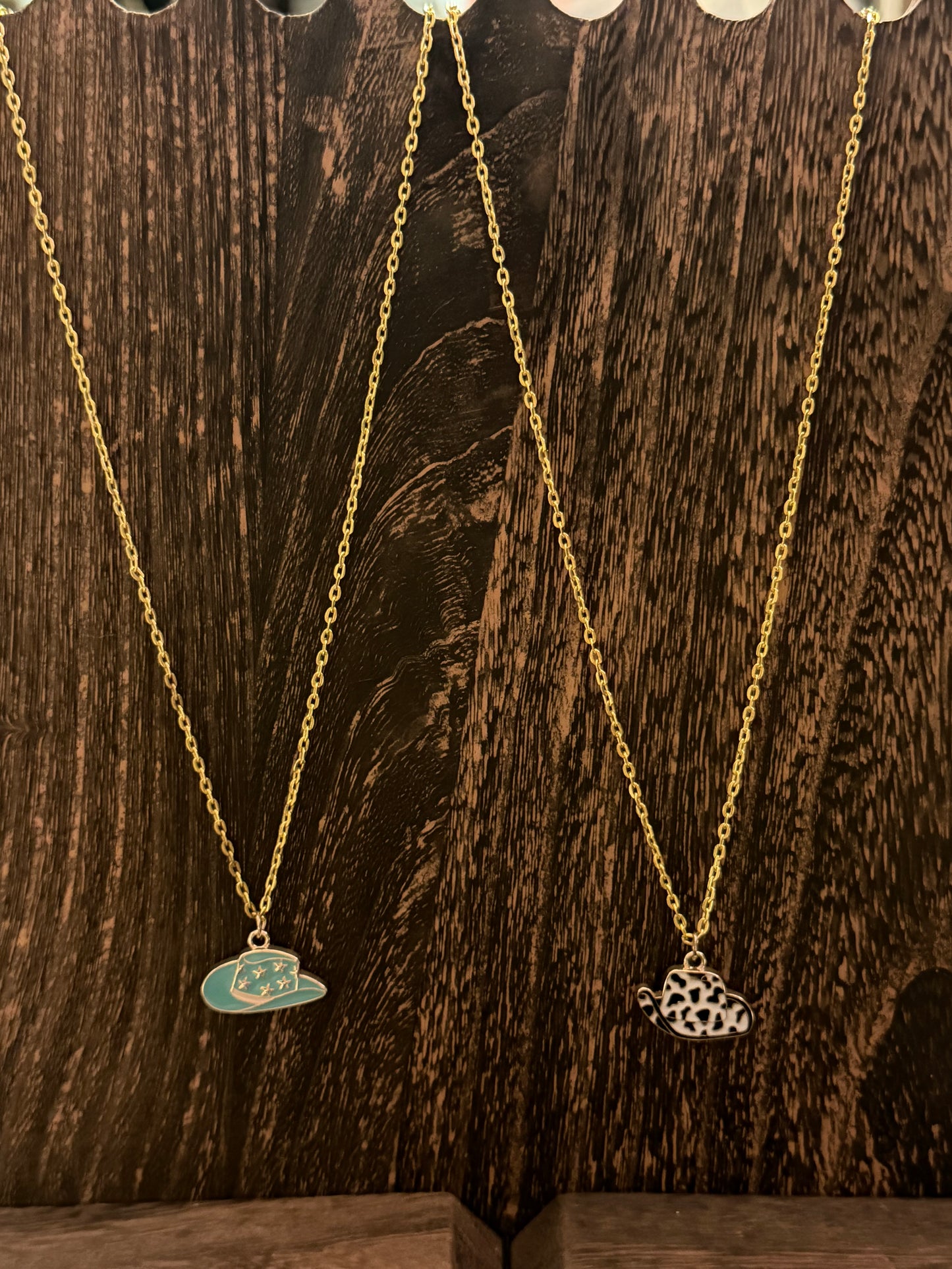 Gold Cowboy Hat Necklace