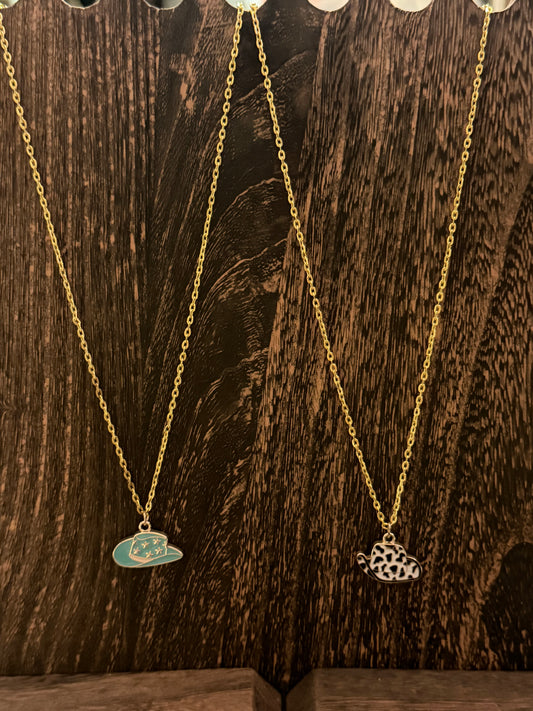Gold Cowboy Hat Necklace