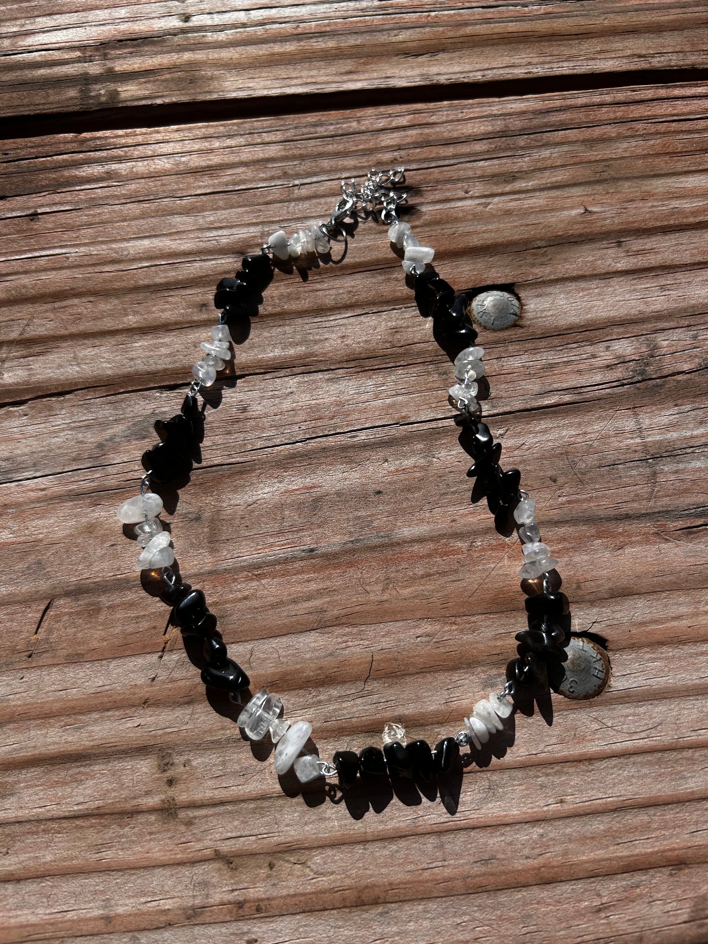 Obsidian and moonstone necklace