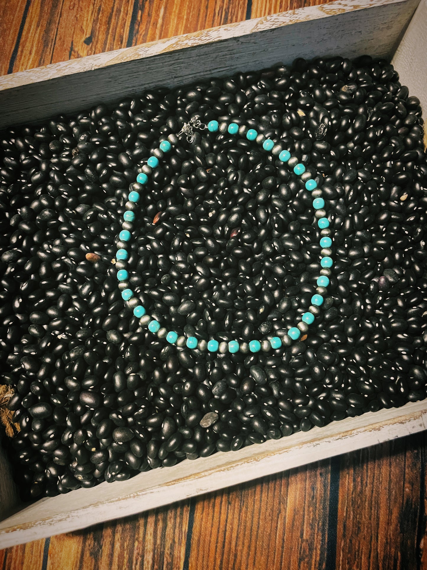 Navajo pearl and round turquoise necklace