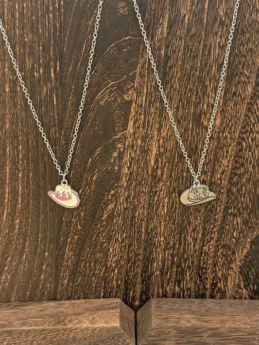 Silver Cowboy Hat Necklace