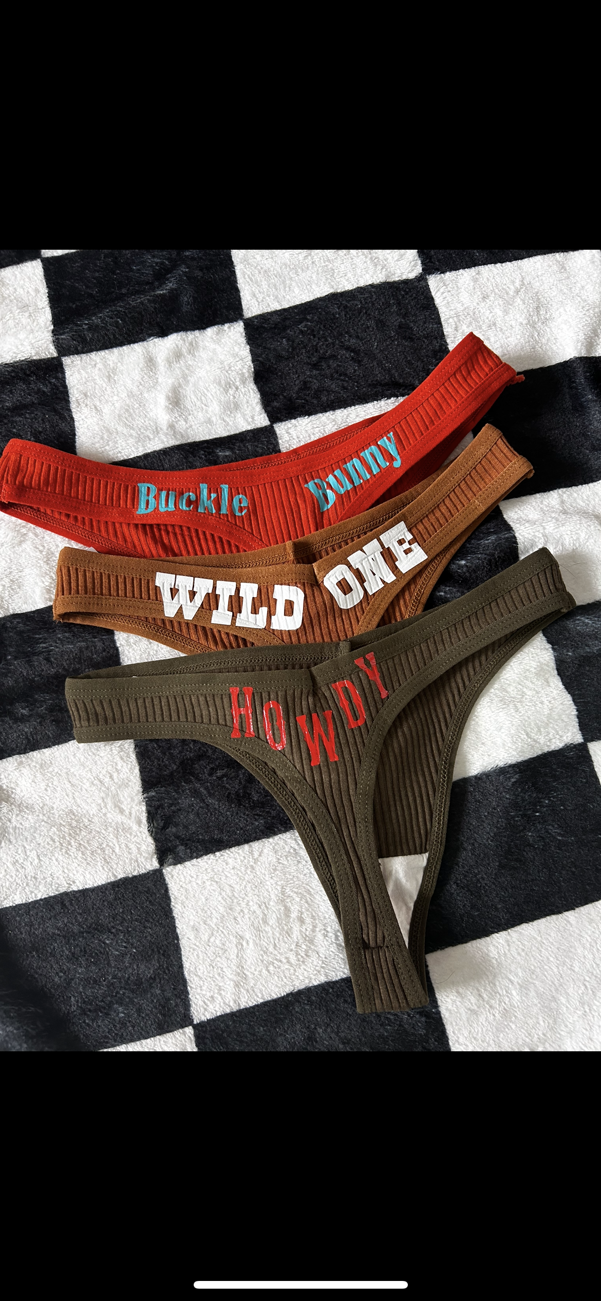 Custom Thongs (read description)- warm colors western font