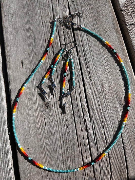Blue strips necklace