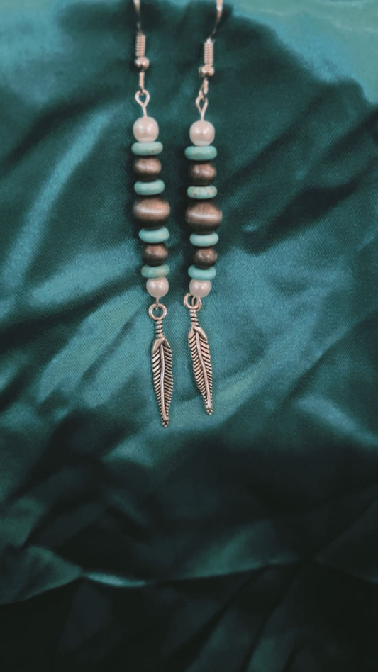 Pearls and turquoise earrings