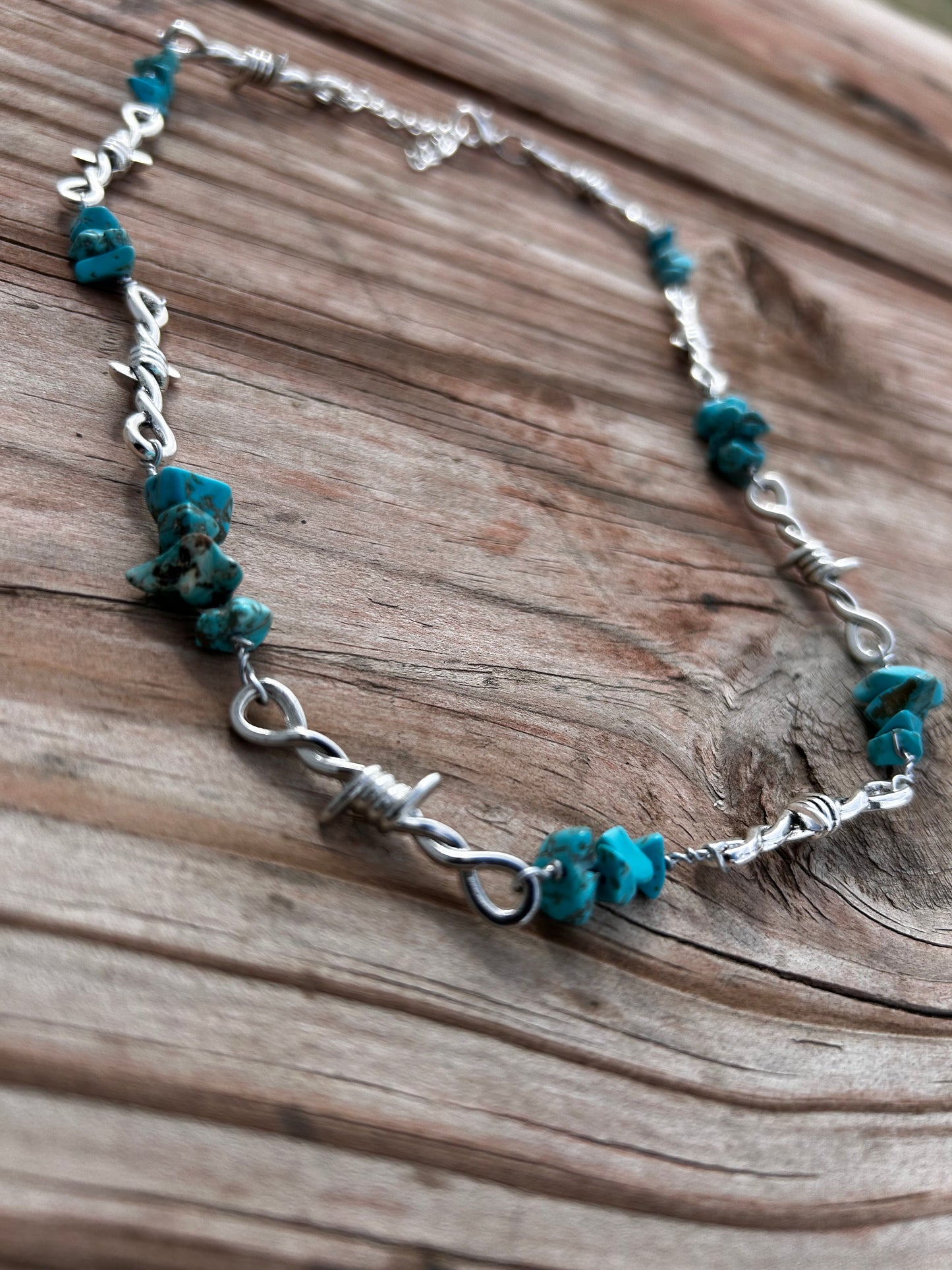 Turquoise barbed wire necklace