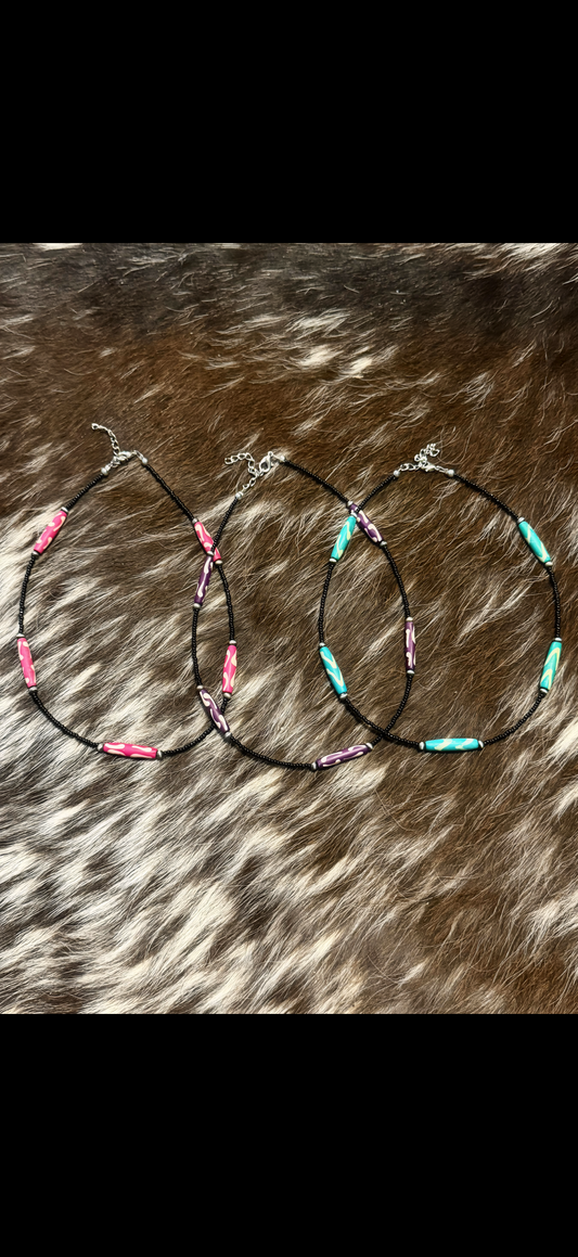 Dyed wood necklace
