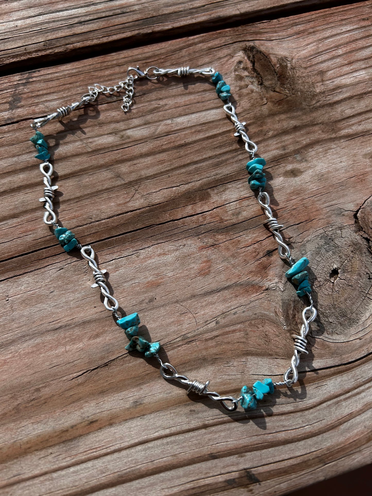 Turquoise barbed wire necklace