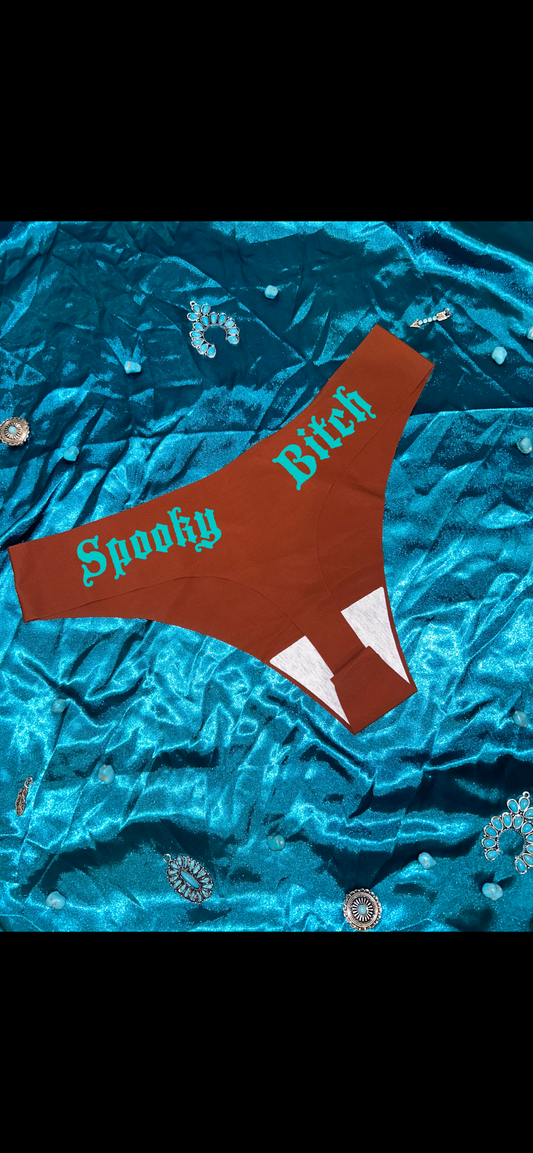 Spooky Bitch Thongs (seamless) - Red/pink/lavender