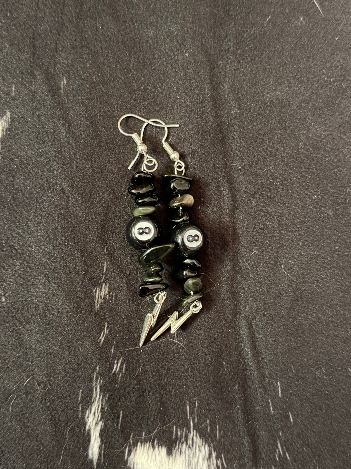 Obsidian 8-ball earrings