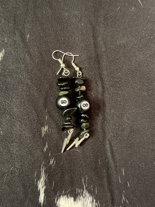 Obsidian 8-ball earrings
