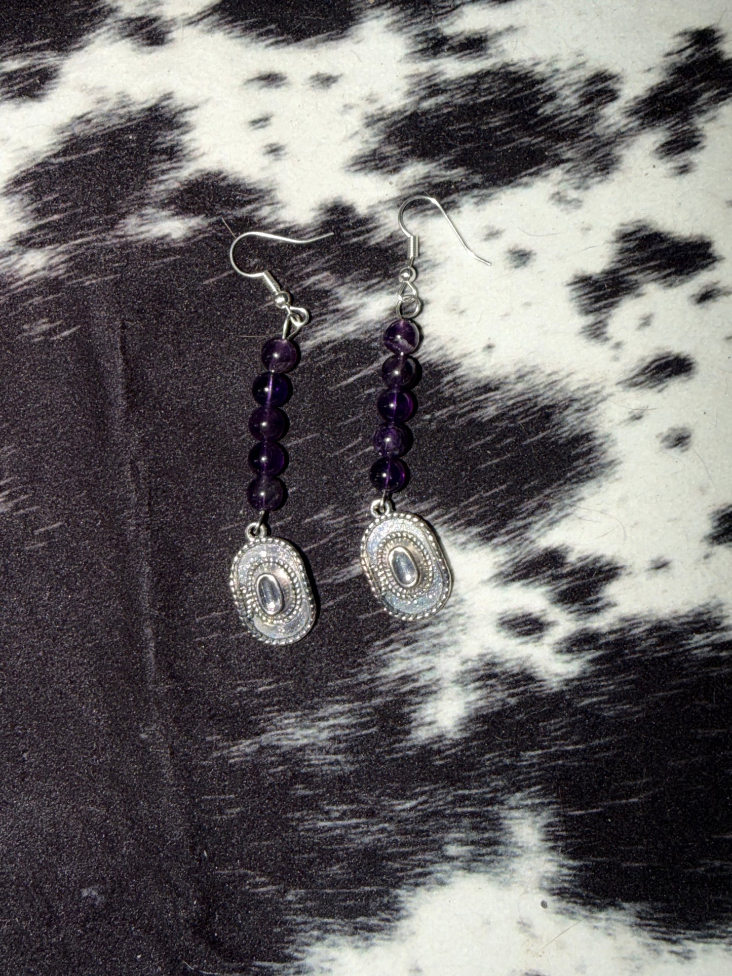 Amethyst Cowboy Hat Earrings