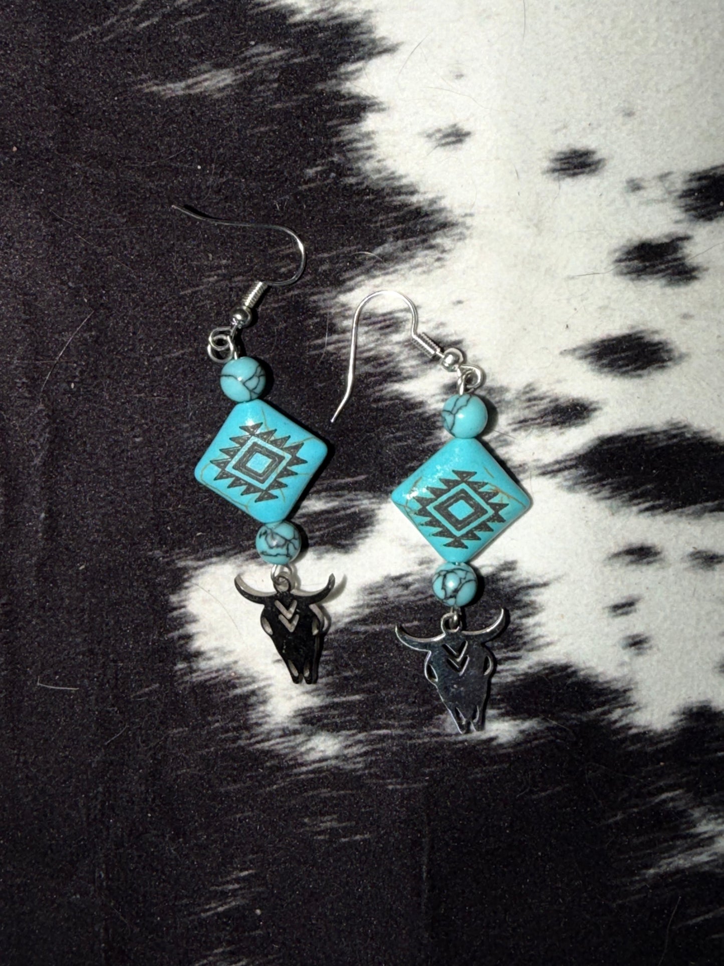 Turquoise Square Aztec Earrings