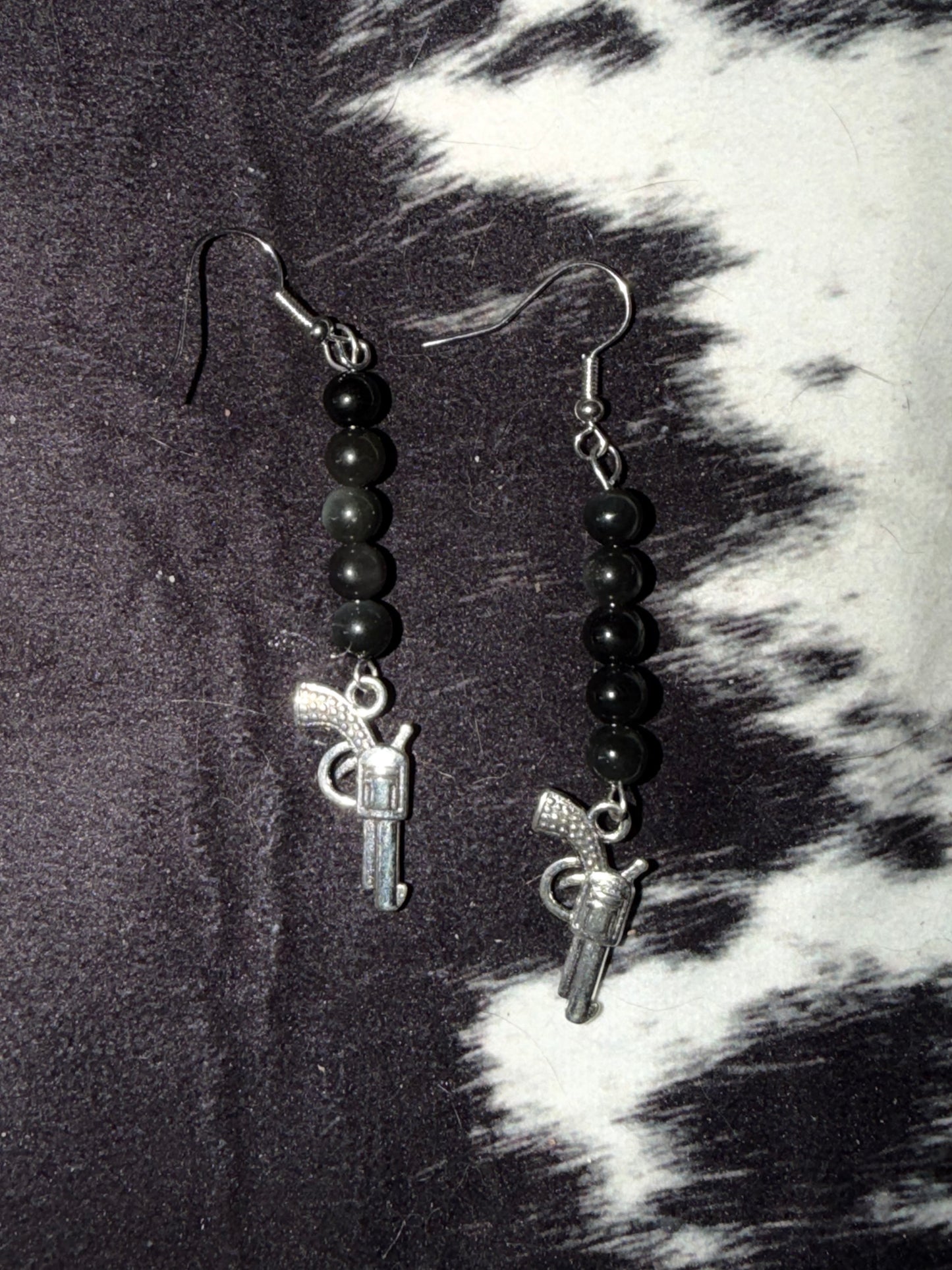 Obsidian Gun Earrings 2