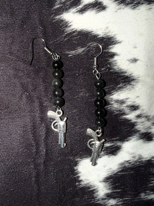 Obsidian Gun Earrings 2