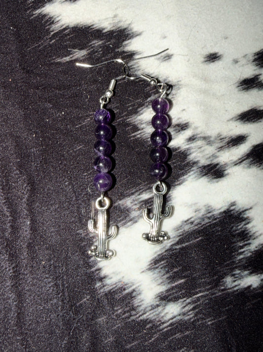 Amethyst Cactus Earrings