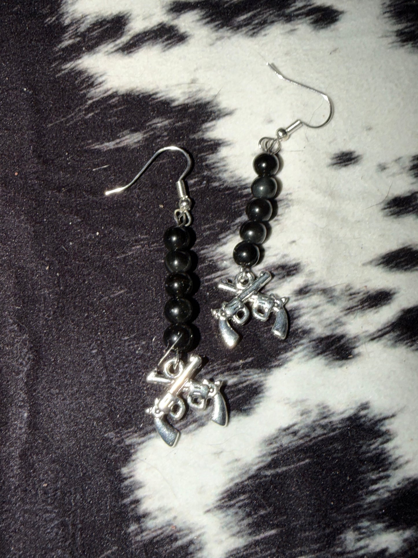 Obsidian Guns Earrings