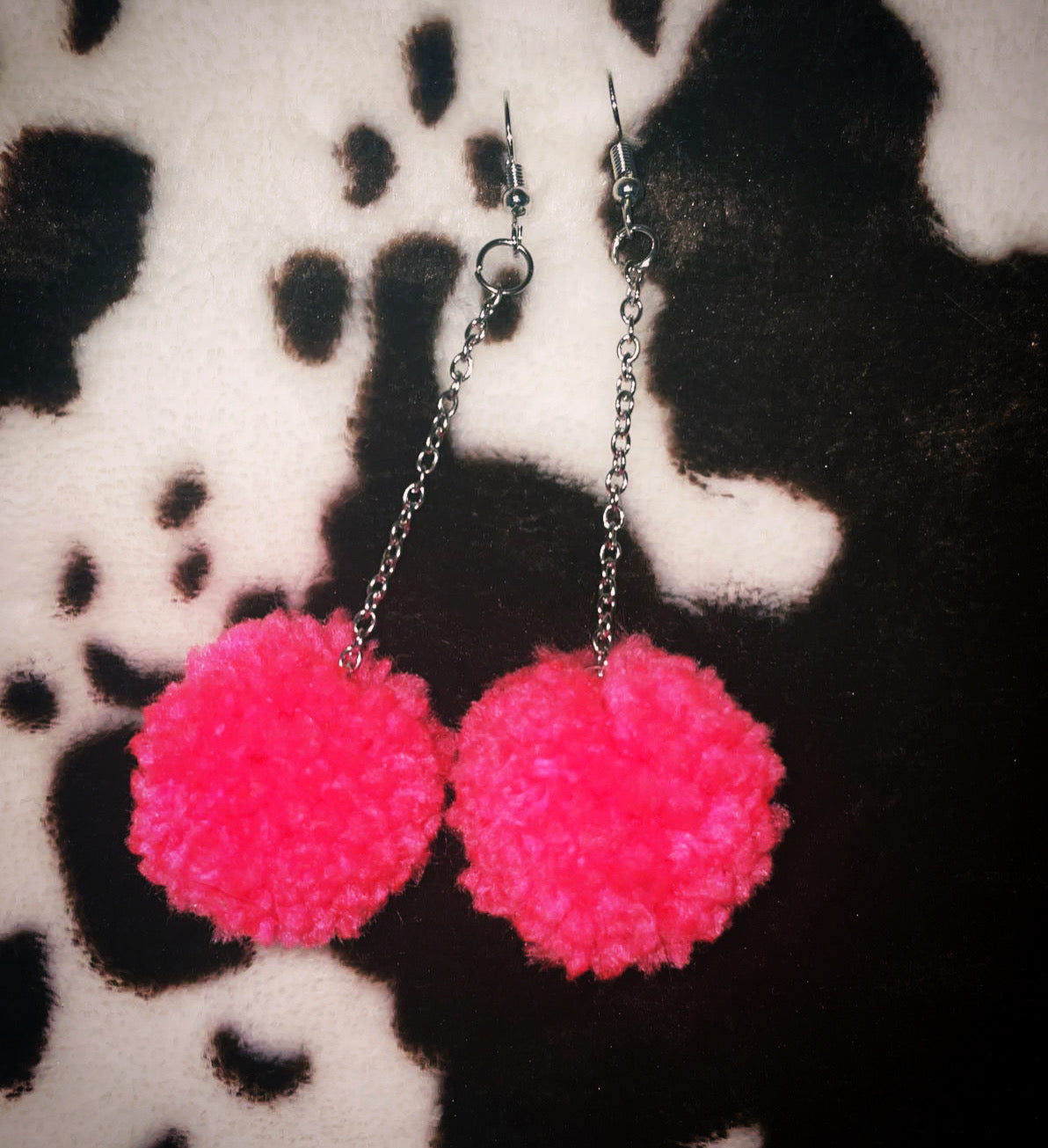 Large Pom Pom Dangle earrings