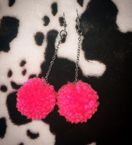 Large Pom Pom Dangle earrings
